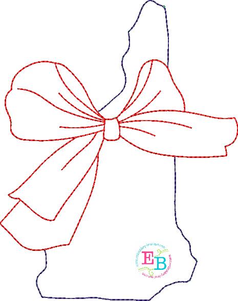 Big Bow New Hampshire Bean Stitch Applique, Applique