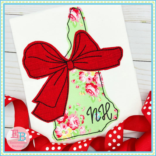 Big Bow New Hampshire Bean Stitch Applique, Applique