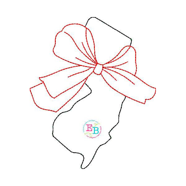 Big Bow New Jersey Bean Stitch Applique, Applique