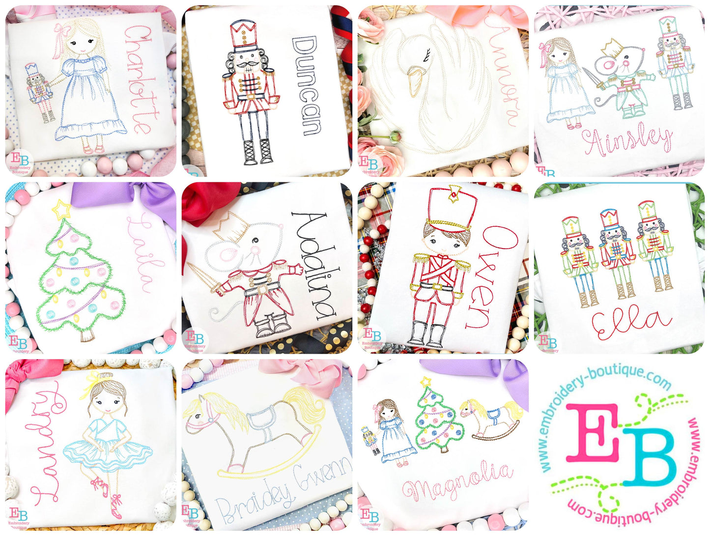 Nutcracker Sketch Design Bundle (11 Designs), Embroidery Design