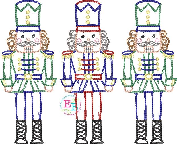 Nutcracker Trio Sketch Design, Embroidery Design