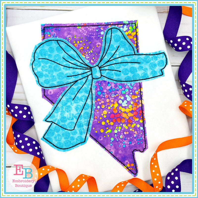 Big Bow Nevada Bean Stitch Applique, Applique