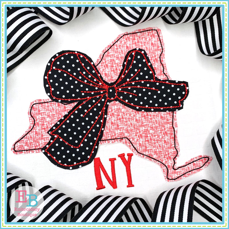 Big Bow New York Bean Stitch Applique, Applique