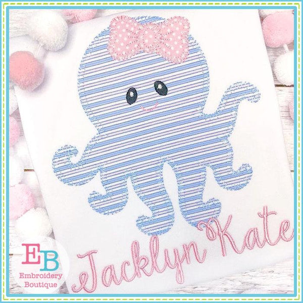Octopus Bow Blanket Stitch Applique, Applique