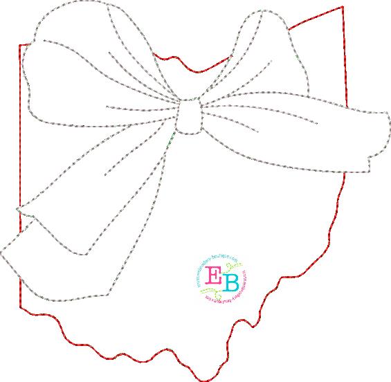Big Bow Ohio Bean Stitch Applique, Applique