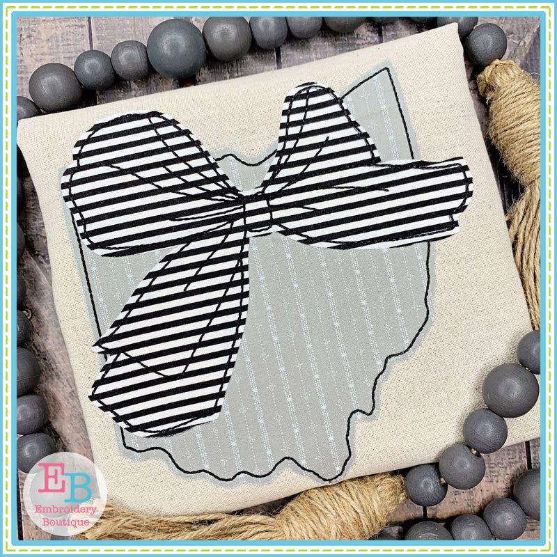 Big Bow Ohio Bean Stitch Applique, Applique