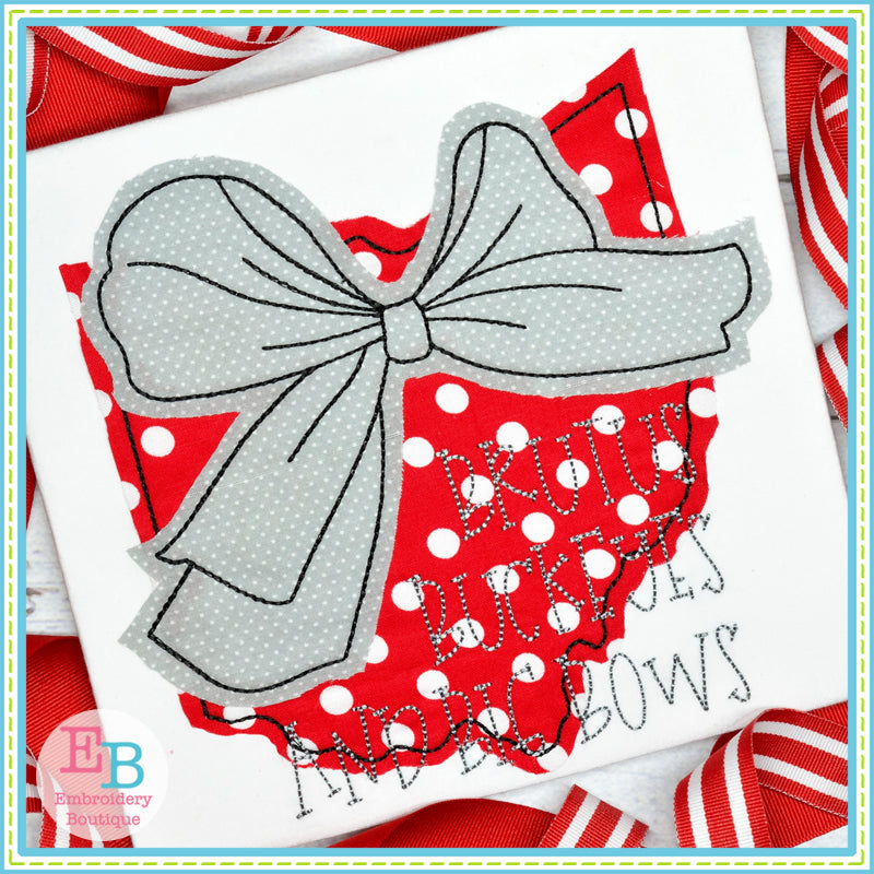 Big Bow Ohio Bean Stitch Applique, Applique