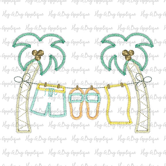 Palm Tree Boy Zig Zag Stitch Applique Design, Applique