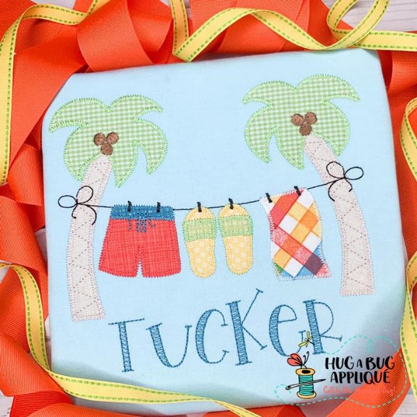 Palm Tree Boy Zig Zag Stitch Applique Design, Applique