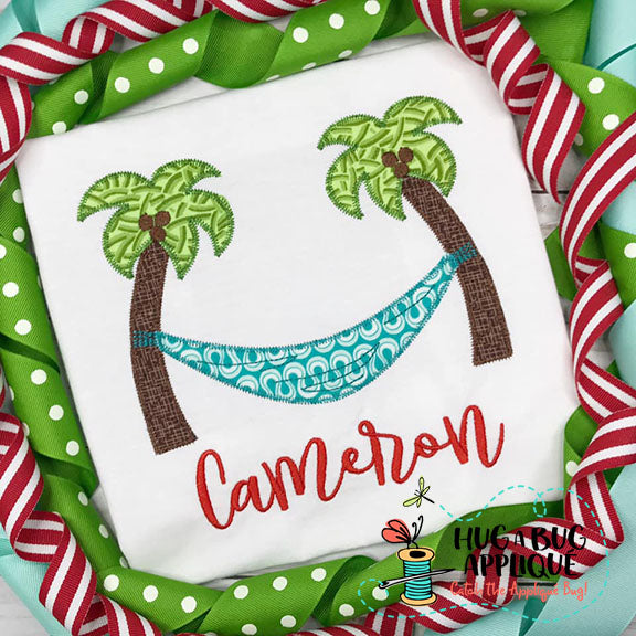 Palm Tree Hammock Zig Zag Stitch Applique Design, Applique