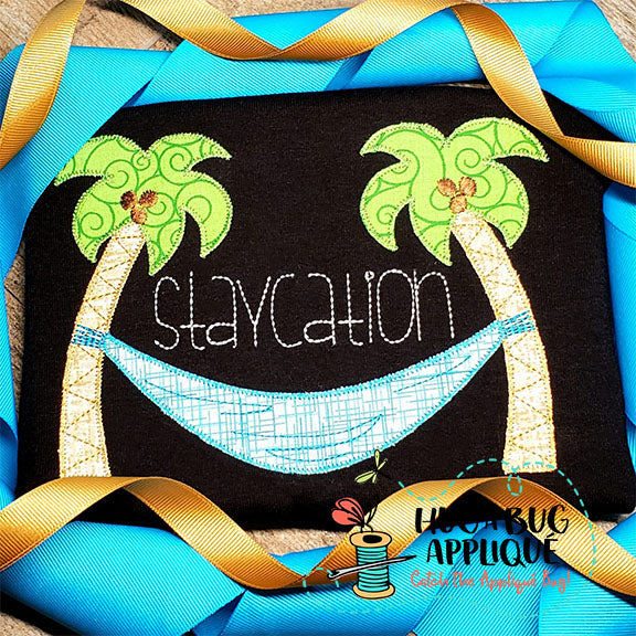Palm Tree Hammock Zig Zag Stitch Applique Design, Applique