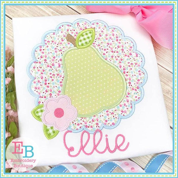 Pear Scallop Satin Applique, Applique