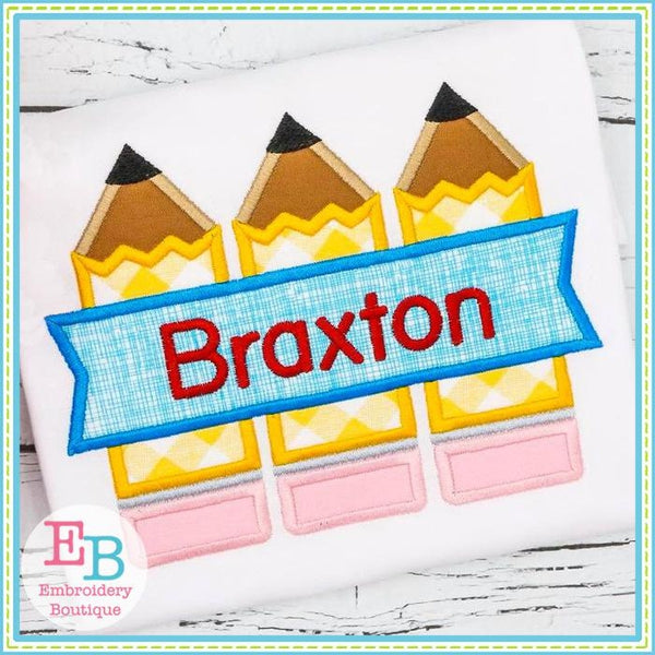 Pencil Banner Satin Applique, Applique