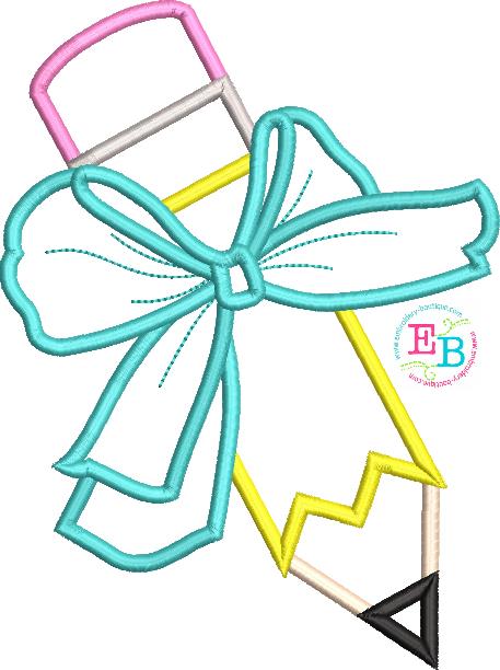 Pencil Big Bow Satin Applique, Applique