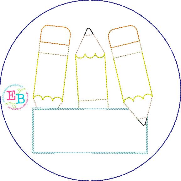 Pencil Name Circle Bean Applique, Applique