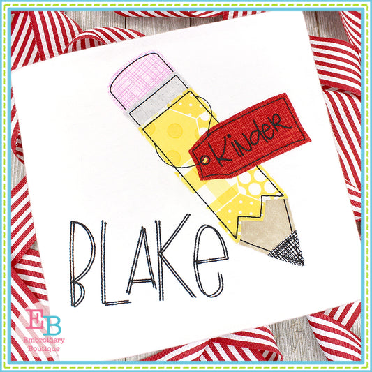 Pencil Tag Bean Applique, Applique