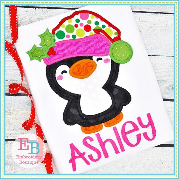 Santa Penguin Satin Applique, Applique