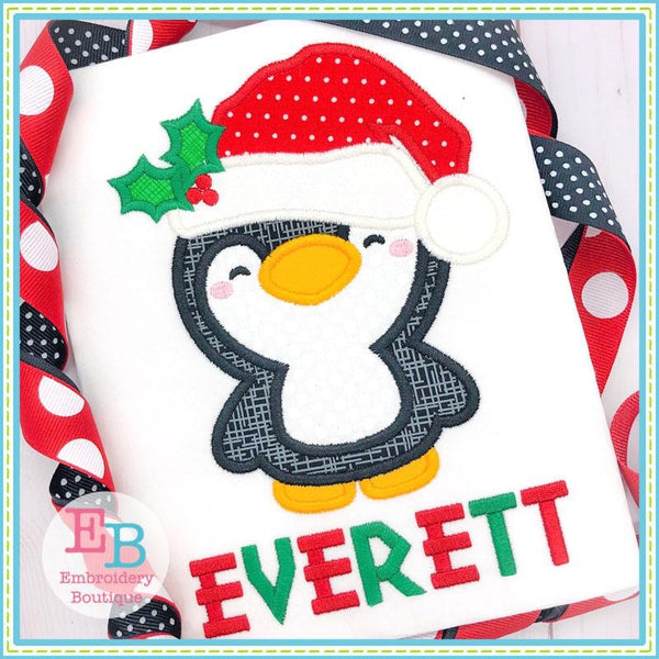 Santa Penguin Satin Applique, Applique