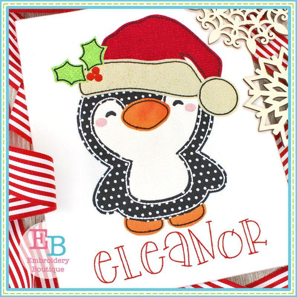 Santa Penguin Bean Applique, Applique