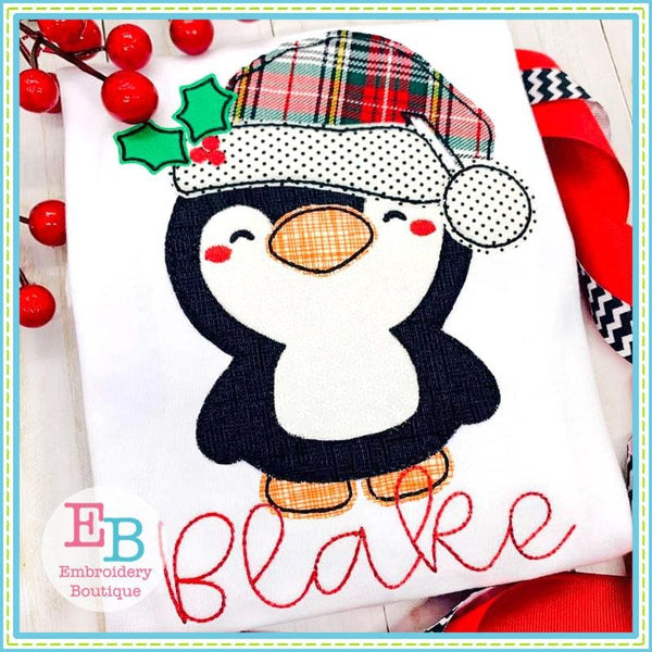 Santa Penguin Bean Applique, Applique
