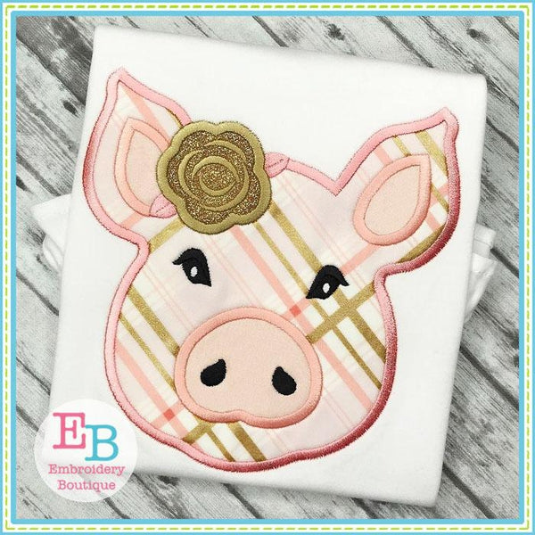 Pig Rose Satin Applique, Applique