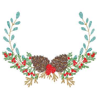 Pinecone Laurel Embroidery Design, Embroidery