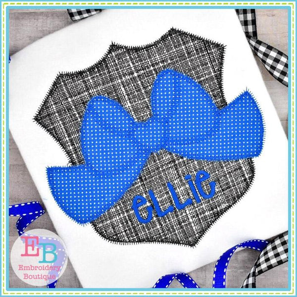 Police Badge Big Bow Zigzag Applique, Applique