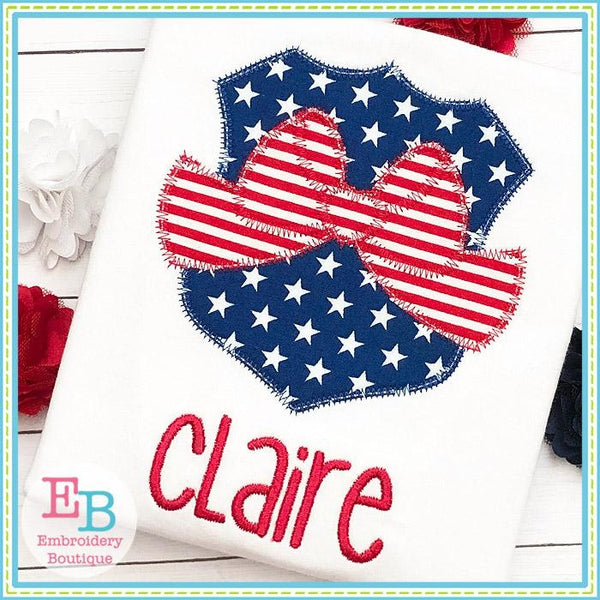 Police Badge Big Bow Zigzag Applique, Applique