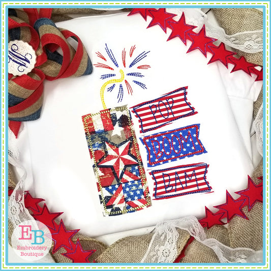 Pop Boom Bam Firework Bean Applique, Applique