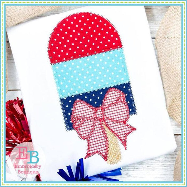 Popsicle Bow Zigzag Applique, Applique