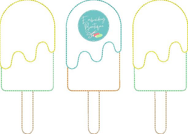 3 Popsicles Bean Stitch Applique, Applique, Embroidery Boutique