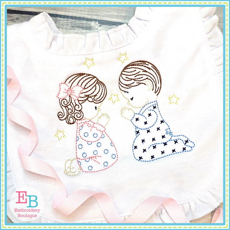 Praying Babies Embroidery Design, Embroidery