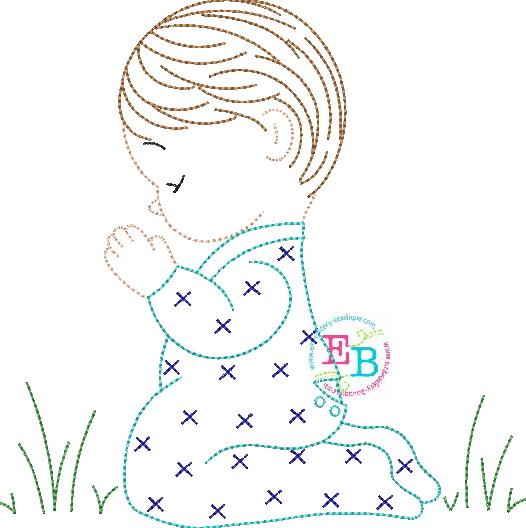 Praying Boy Embroidery Design, Embroidery