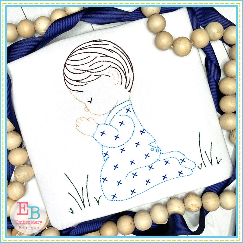 Praying Boy Embroidery Design, Embroidery