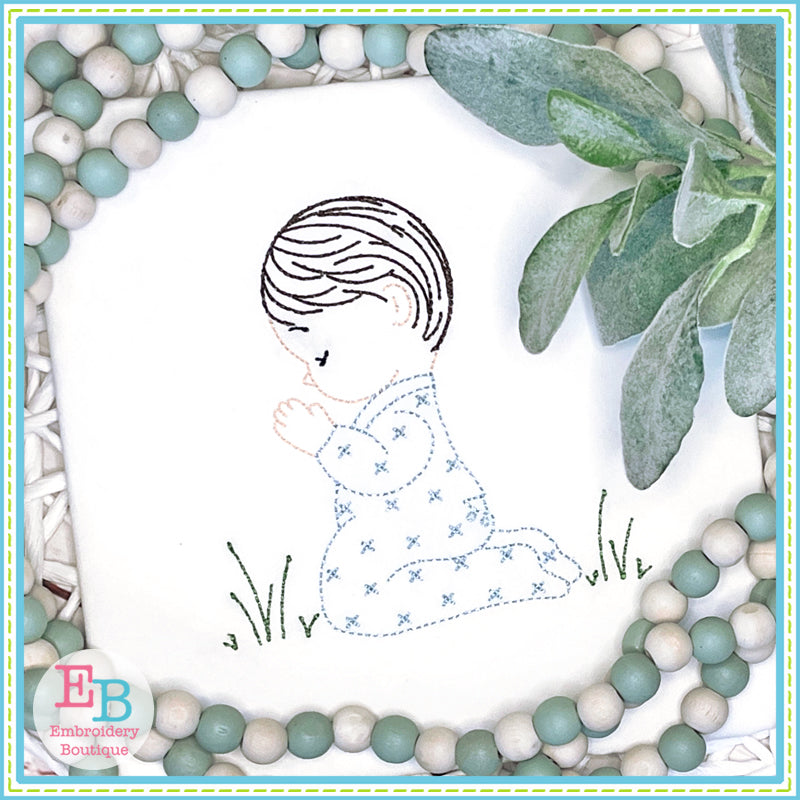 Praying Boy Embroidery Design, Embroidery