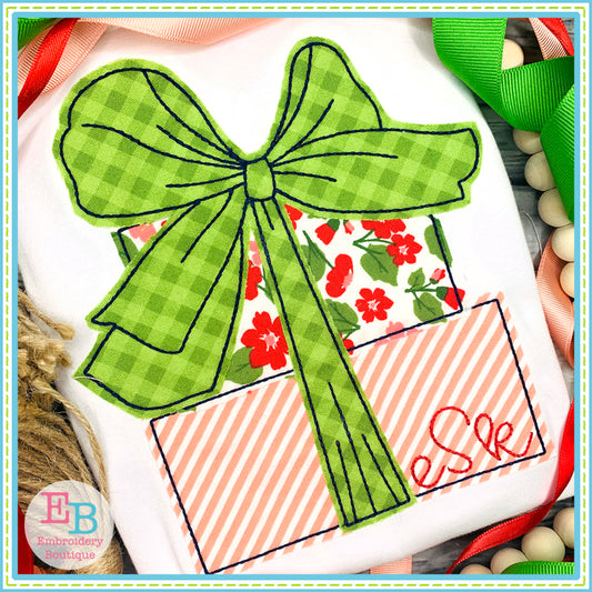 Presents Big Bow Bean Stitch Applique, Applique