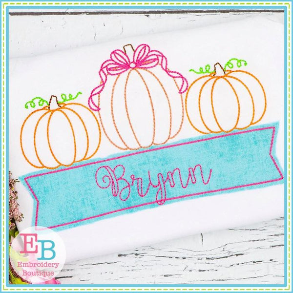 Pumpkin Trio Sketch Design, Applique