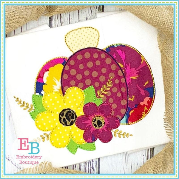 Pumpkin Flowers Bean Applique, Applique