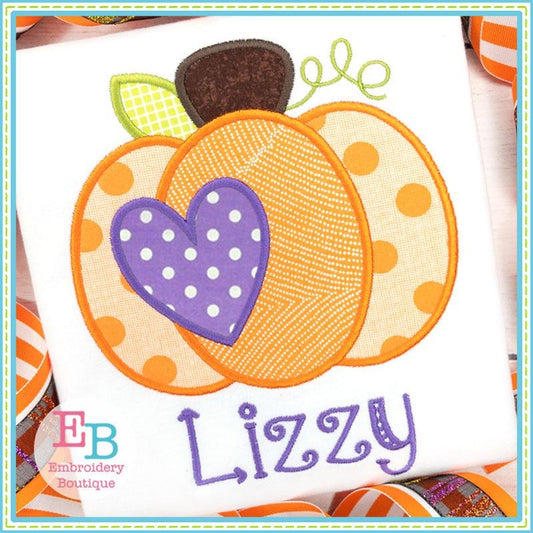 Pumpkin Heart Satin Applique, Applique