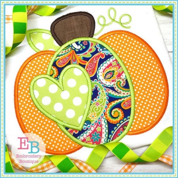 Pumpkin Heart Satin Applique, Applique