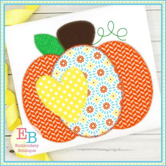 Pumpkin Heart Zigzag Applique, Applique