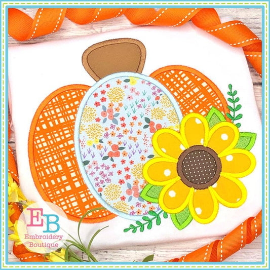 Pumpkin Sunflower Satin Applique, Applique