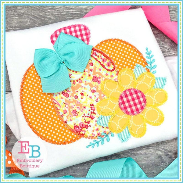 Pumpkin Sunflower Zigzag Applique, Applique