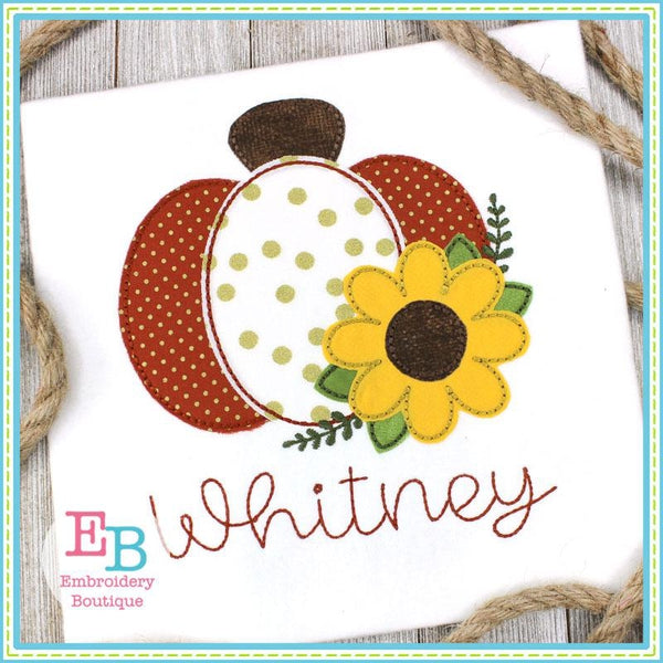 Pumpkin Sunflower Bean Applique, Applique