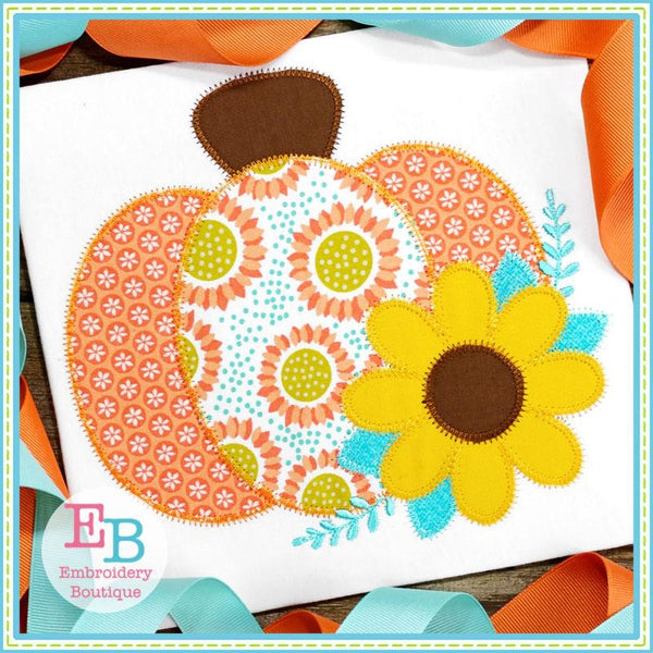 Pumpkin Sunflower Zigzag Applique, Applique