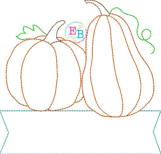 Pumpkin Banner Bean Stitch Applique, Applique