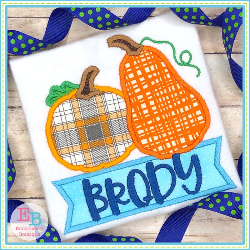 Pumpkin Banner Satin Stitch Applique, Applique