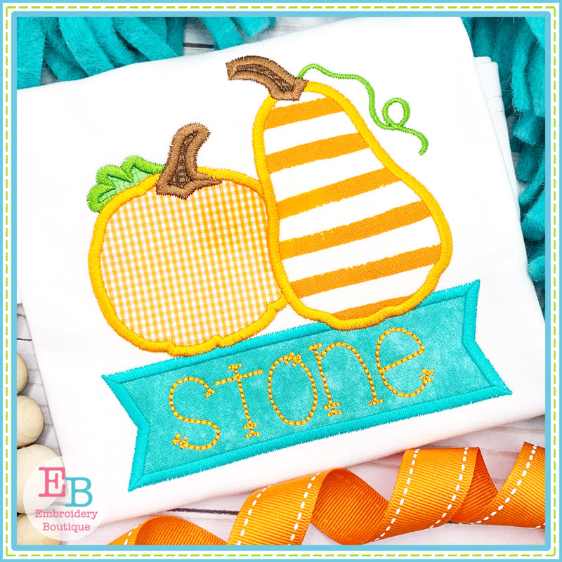 Pumpkin Banner Satin Stitch Applique, Applique