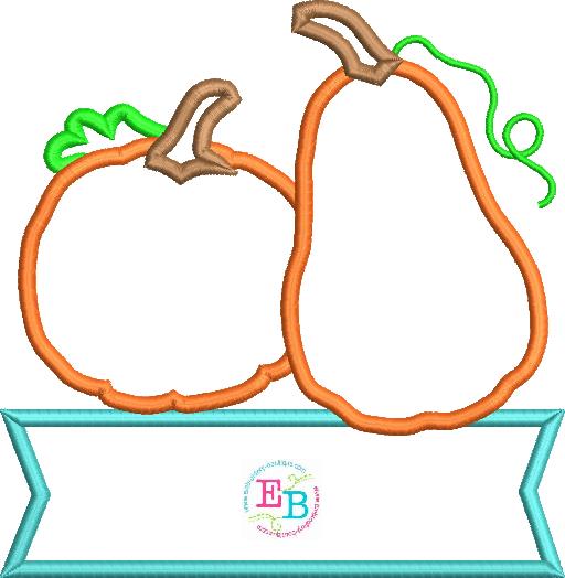 Pumpkin Banner Satin Stitch Applique, Applique