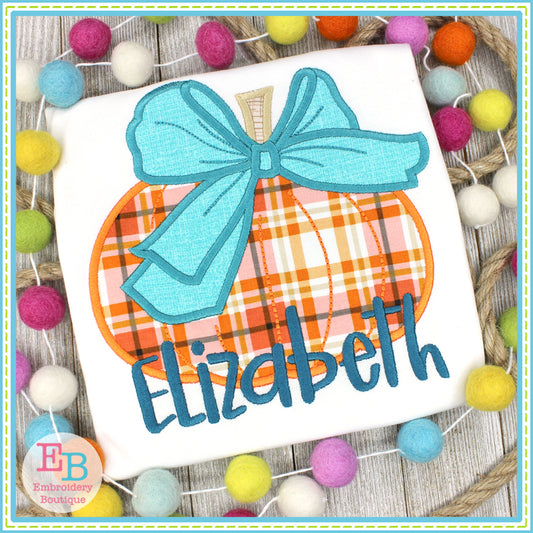 Pumpkin Big Bow Satin Applique, Applique